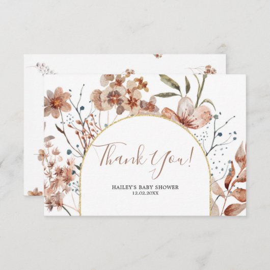 秋ボホベイビーシャワーサンキューカード サンキューカード (正面/裏面)