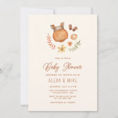 秋ボホベイビー服男女兼用赤ちゃんシャワー 招待状 (正面)