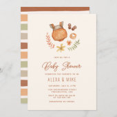 秋ボホベイビー服男女兼用赤ちゃんシャワー 招待状 (正面/裏面)