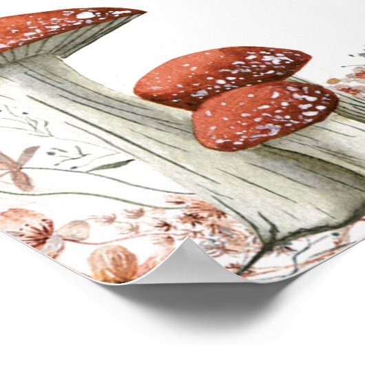 秋ボホマッシュルームフローラベビーシャワーママムオーサバー ポスター (角)