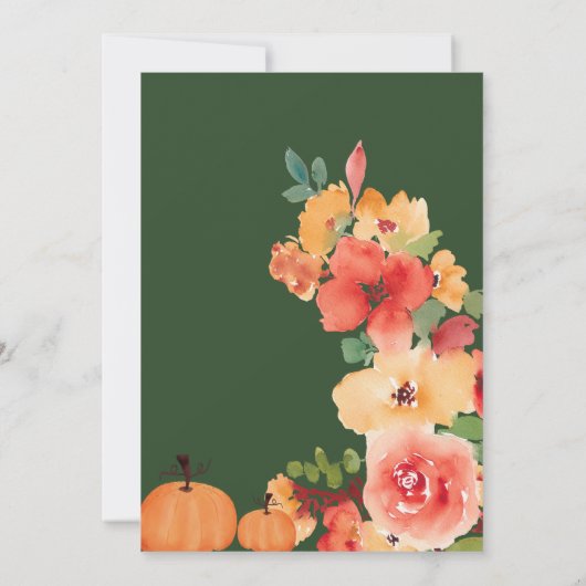 秋ボホリトルカボチャ緑のフローラ赤ちゃんシャワー 招待状 (裏面)