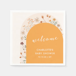 秋ボホワイルドフラワーアーチベイビーシャワーウェルカム スタンダードカクテルナプキン