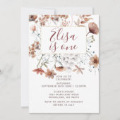 秋ボホワイルドフラワーズ1st誕生日パーティーインビタット 招待状 (正面)