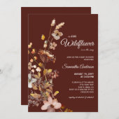 秋ボホワイルドフラワーバーガンディーベビーシャワー 招待状 (正面/裏面)