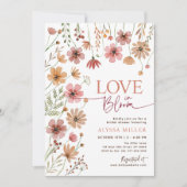秋ボホワイルドフラワーラブイン開花ブライダルシャワー 招待状 (正面)