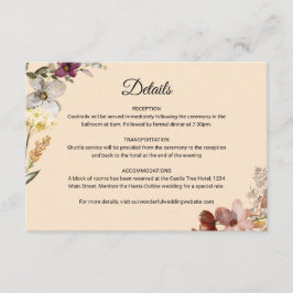 秋ボホワイルドフラワー結婚ズ エンクロージャーカード