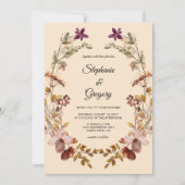 秋ボホワイルドフラワー結婚式招待状 招待状 (正面)