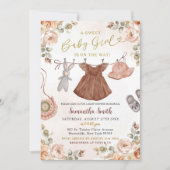 秋ボホ秋のフローラガールベビー服シャワー 招待状 (正面)