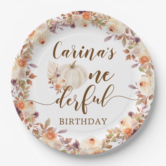 秋ボホ素朴パンプキンオンダーフル紙プレート ペーパープレート (正面)