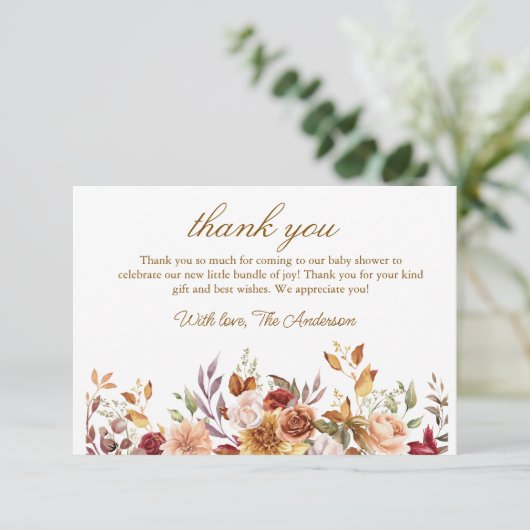 秋ボホ素朴赤ちゃんシャワー サンキューカード (スタンド正面)