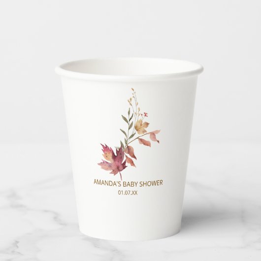 秋ボホ素朴赤ちゃんシャワー 紙コップ (正面)