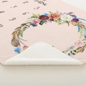 秋ボホ開花モノグラムベビーマイルストーンフォト シェルパブランケット (3/4)