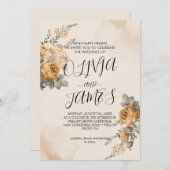 秋ボホ開花 |モダン結婚式招待状 招待状 (正面/裏面)