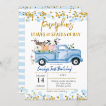 秋ボーイファームブルーパンプキントラック誕生日