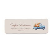 秋ボーイベビーシャワーブルーパンプキントラック ラベル (正面)