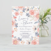 秋ボーフローラピンクブルーエレガントブライダルシャワー 招待状 (スタンド正面)