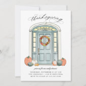 秋ポーチフロントドアサンクスギビングディナー 招待状 (正面)