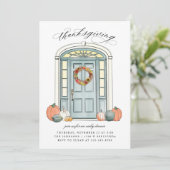 秋ポーチフロントドアサンクスギビングディナー 招待状 (スタンド正面)