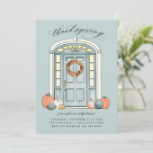 秋ポーチフロントドアサンクスギビングディナー 招待状 (スタンド正面)