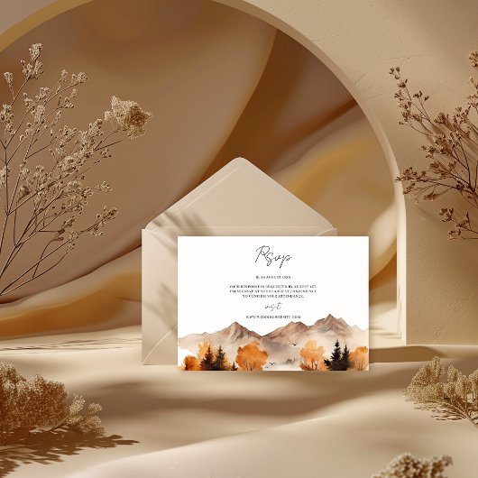 秋マウンテンウェディングRSVPカード 出欠カード