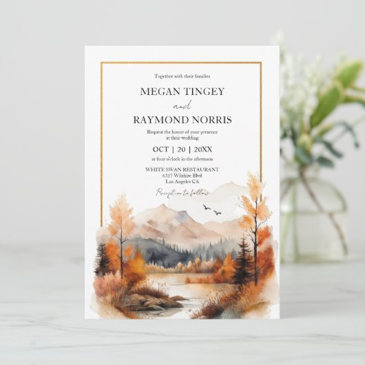 秋マウンテンウォーターカラーレイクサイド結婚ズ 招待状 (スタンド正面)