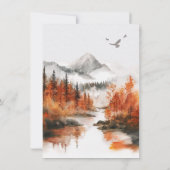 秋マウンテンウッドランド結婚フォレスト 招待状 (裏面)