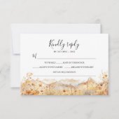 秋マウンテンワイルドフラワーテラコッタ素朴結婚ズ 出欠カード (正面)
