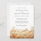 秋マウンテンワイルドフラワーテラコッタ素朴結婚ズ 招待状 (正面)