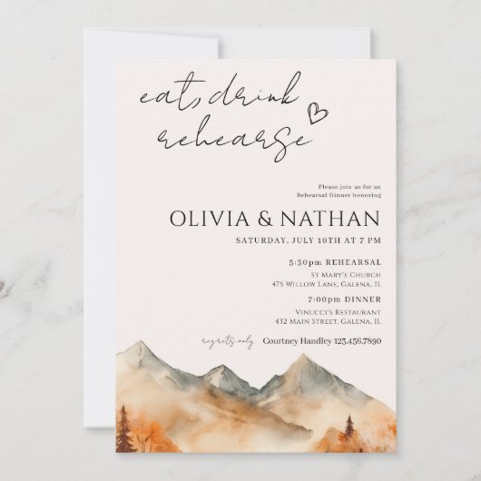 秋マウン結婚テンのリハーサルディナー 招待状 (正面)