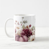 秋マグカップとカボチャと花 コーヒーマグカップ (左)