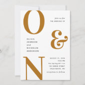 秋マスタードはっきりしたタイポグラフィ結婚のQR詳細 招待状 (正面)