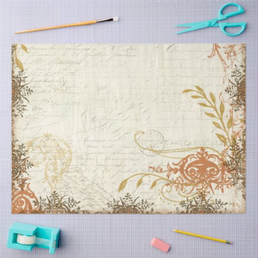 秋マスタードオレンジエフエメラスクリプトデコップアート 薄葉紙 (クラフト)