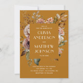 秋マスタード黄結婚色フローラのQRコード詳細 招待状 (正面)