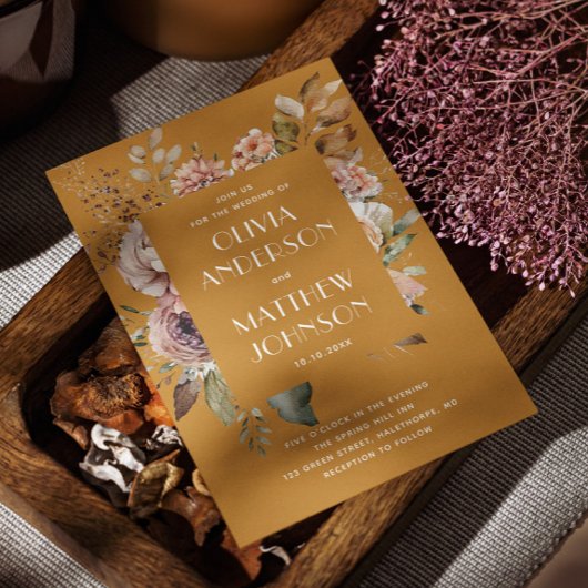 秋マスタード黄結婚色フローラのQRコード詳細 招待状