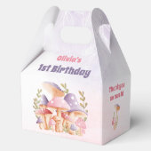 秋マッシュルームピンクパープル誕生日ミディアムゲーブル フェイバーボックス (正面)