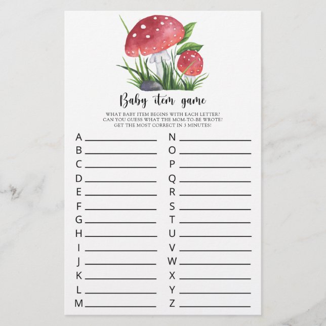 秋マッシュルーム赤ちゃんシャワーベビーアイテムゲーム (正面)