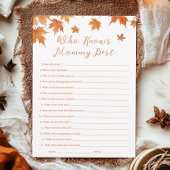 秋ママのゲームカードを知っている最高の赤ん坊シャワー 招待状