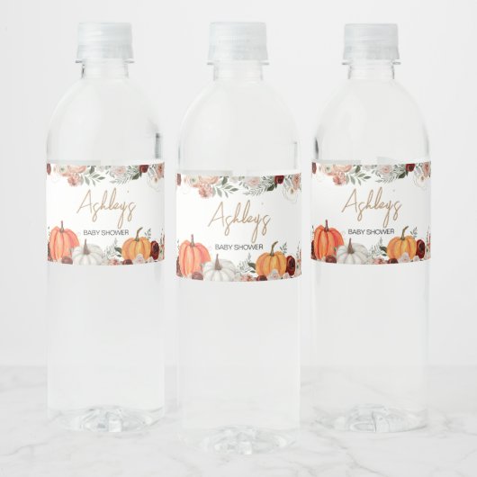 秋マルサラバーガンディフローラパンプキンベビーシャワー ペットボトルラベル (ボトル)