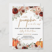 秋マルサラバーガンディフローラパンプキンベビーシャワー 招待状 (正面)