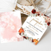 秋マルサラバーガンディフローラパンプキンベビーシャワー 招待状