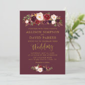 秋マルサラフローラネイビーエレガントなウェディングカード 招待状 (スタンド正面)