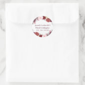 秋マルサラ赤面ピンクピーニーオータム結婚式の引き出物 ラウンドシール (バッグ)