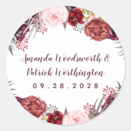 秋マルサラ赤面ピンクピーニーオータム結婚式の引き出物 ラウンドシール