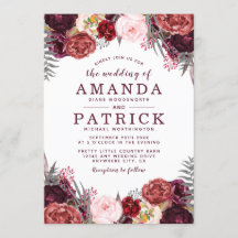 秋マルサラ赤面牡丹結婚式招待状