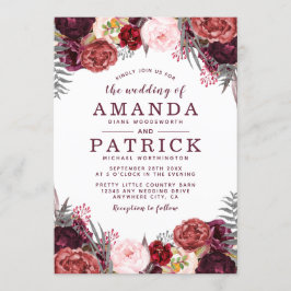 秋マルサラ赤面牡丹結婚式招待状 招待状