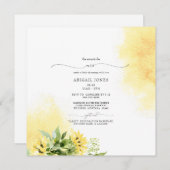秋ミセス・サンフラワーイエローブライダルシャワースクエア 招待状 (正面/裏面)