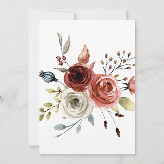 秋ミックスウォーター色フローラ結婚式招待状 招待状 (裏面)