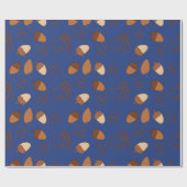 秋ミッドナイトブルーシームレスラッピング紙アート ラッピングペーパー (フラット)