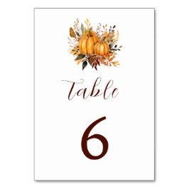 秋ミニマルの結婚かぼちゃ招待状 テーブルナンバー