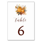 秋ミニマルの結婚かぼちゃ招待状 テーブルナンバー (裏面)